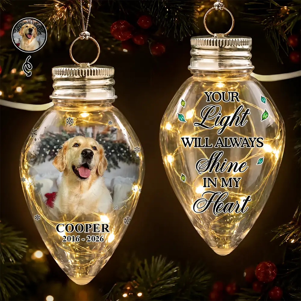 Custom Photo Memorial Pet Always Shines In My Heart - Personalized Chili Bulb LED Light