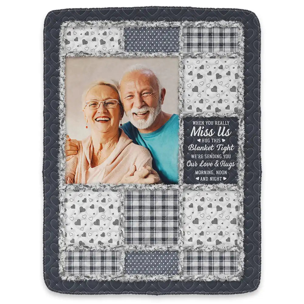 Top Market,Custom Photo,Family,Memorial,Gift For Women,Gift For Men,Sad,Christmas - Custom Photo Memorial When You Really Miss Me Hug This Blanket - Personalized Fleece Blanket, Sherpa Blanket
