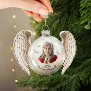 Christmas, Custom Photo, Memorial, Family, Sad - Custom Photo Memorial Your Wings Were Ready - Personalized Custom Shaped Glass Ornament