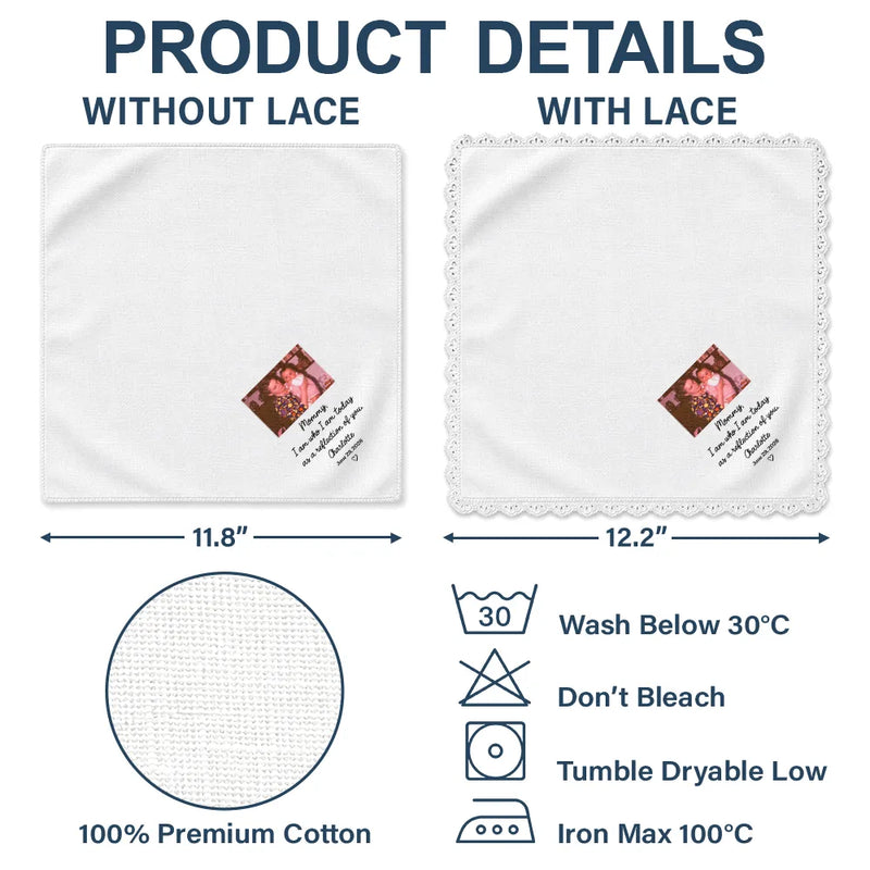 Parents,Grateful,Custom Photo,Wedding,Upload Full Photo,Custom Text - Custom Photo Mom Dad Of Bride Groom - Personalized Handkerchief