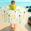Happy, Summer, Gift For Kids, Beach - Custom Photo Mommy's Little Mermaid - Personalized Hooded Beach Towel