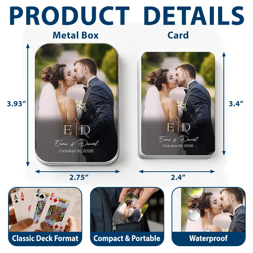 Custom Photo,Romantic,Gift For Couples,Wedding,Upload Full Photo,Monogram - Custom Photo Monogram Wedding Engagement Signing Book - Personalized Playing Cards