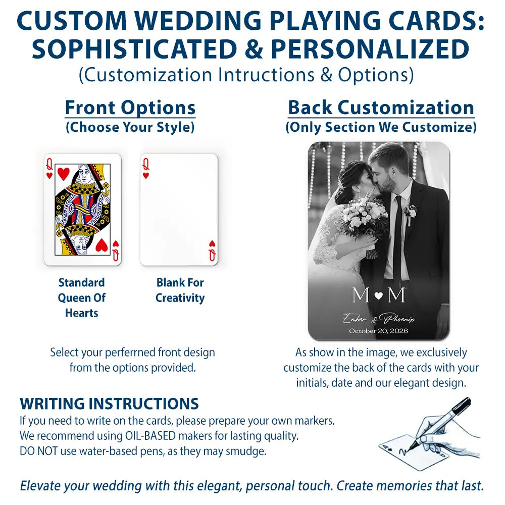 Custom Photo,Romantic,Gift For Couples,Wedding,Upload Full Photo,Monogram - Custom Photo Monogram Wedding Engagement Signing Book - Personalized Playing Cards
