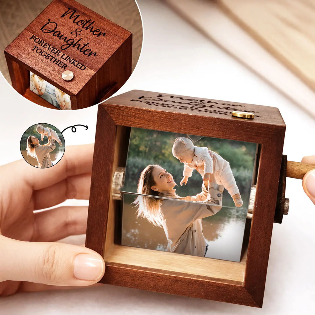 Love,Gift For Mother,Daughters (Adult),Daughters (Young),Children,Mom,Sons,Gift For Grandma - Custom Photo Mother & Daughter Forever Linked Together - Personalized Flipbook Frame Animation Machine