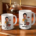 Gift For Father, Gift For Grandpa, Grilling, Funny, Custom Photo - Custom Photo Mr. Good Looking Is Cooking Grilling Apron - Personalized White Edge-to-Edge Mug
