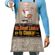 Gift For Father, Gift For Grandpa, Grilling, Funny, Custom Photo - Custom Photo Mr. Good Looking Is Cooking Meat Smocking Grilling - Personalized Apron