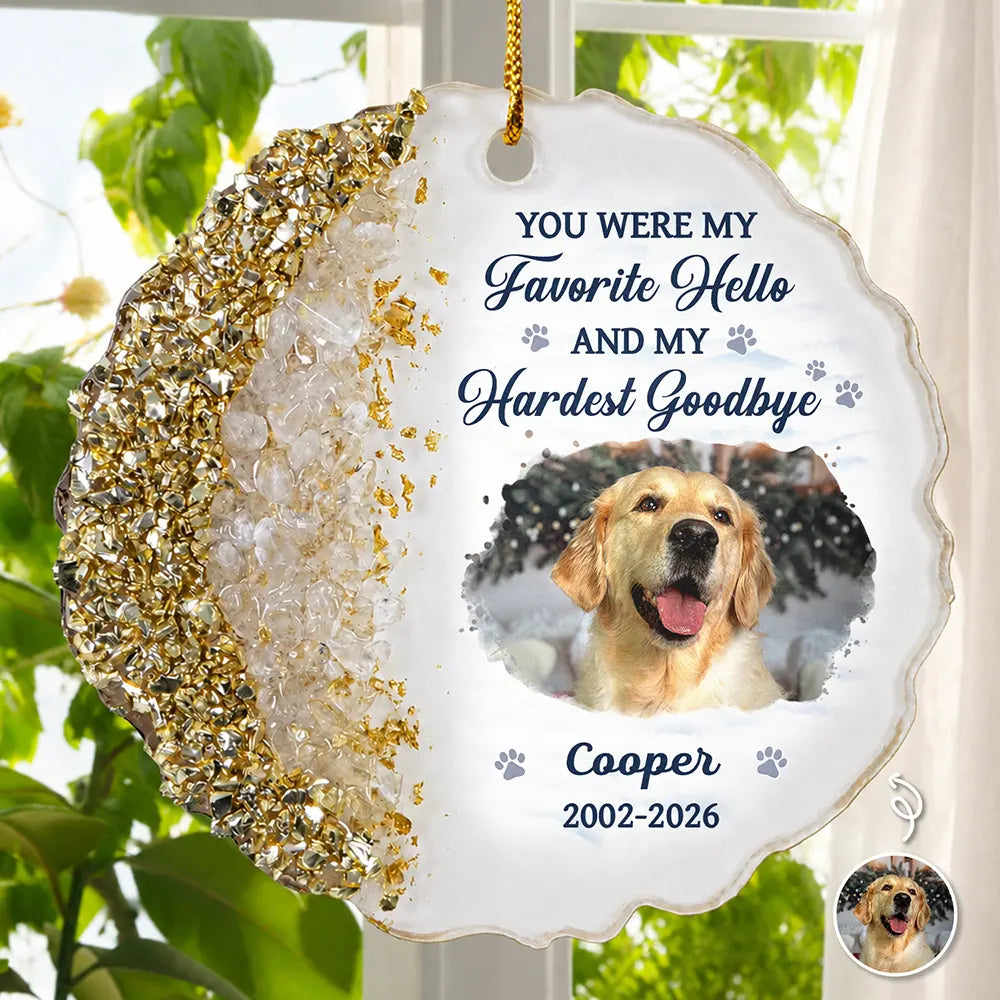 Custom Photo My Favorite Hello And My Hardest Goodbye - Personalized Resin Ornament