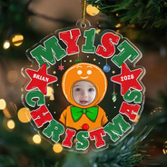 Custom Photo My First Christmas - Personalized Custom Shaped Acrylic Ornament