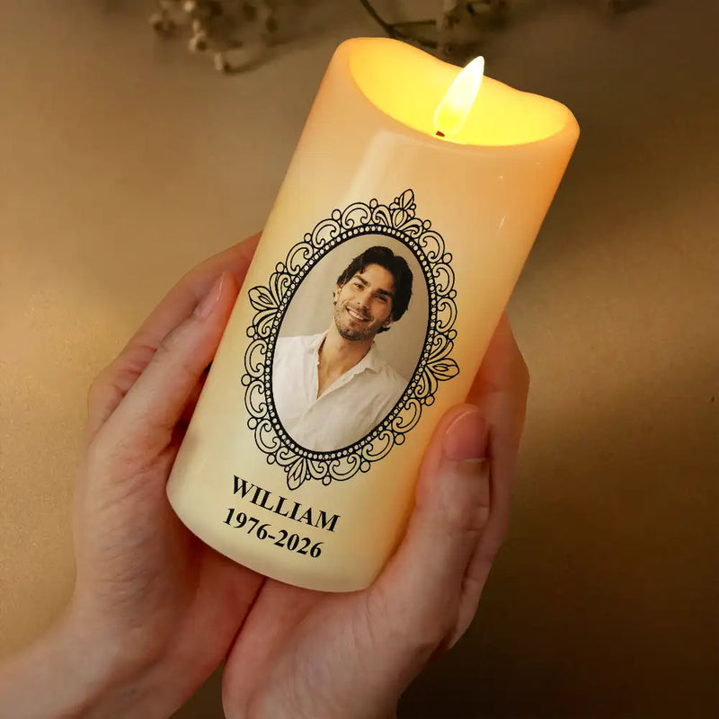 Graduation,Memorial,Gift For Yourself,Gift For Daughter,Gift For Son,Sad - Custom Photo My Heart Is There Walking Beside You - Personalized Flameless LED Candle