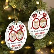Happy - Custom Photo My Humans Are Getting Married - Personalized Circle Ceramic Ornament