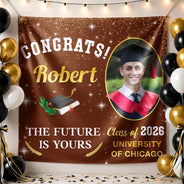 Happy,Graduation,Family,Custom Photo,Gift For Daughter,Gift For Grandkids,Photo,Proud - Custom Photo Nothing Can Stop Her Graduation - Personalized Backdrop