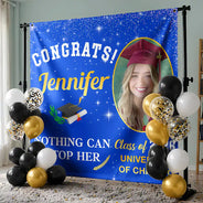 Happy,Graduation,Family,Custom Photo,Gift For Daughter,Gift For Grandkids,Photo,Proud - Custom Photo Nothing Can Stop Her Graduation - Personalized Backdrop