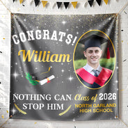Happy,Graduation,Family,Custom Photo,Gift For Daughter,Gift For Grandkids,Photo,Proud - Custom Photo Nothing Can Stop Her Graduation - Personalized Backdrop