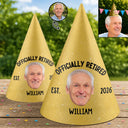 Custom Photo, Retirement, Gift For Men, Gift For Yourself, Humorous, Cut-Face Photo - Custom Photo Officially Retired Funny Face - Personalized Party Hats