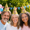 Custom Photo, Retirement, Gift For Men, Gift For Yourself, Humorous, Cut-Face Photo - Custom Photo Officially Retired Funny Face - Personalized Party Hats