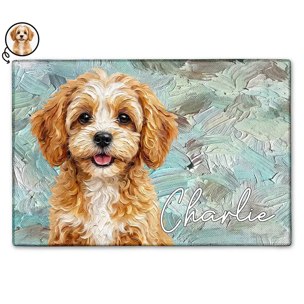 Custom Photo Oil Painting Pet Dog Cat Portrait - Personalized Doormat