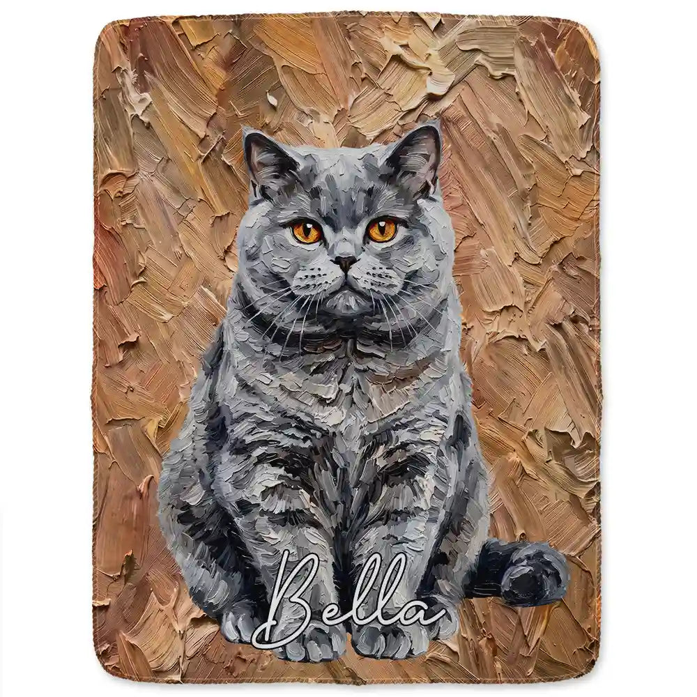 Art Design, Playful, Pet Lovers, Photo - Oil Painting - Custom Photo Oil Painting Pet Dog Cat Portrait - Personalized Fleece Blanket, Sherpa Blanket