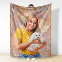 Art Design, Playful, Pet Lovers, Photo - Oil Painting - Custom Photo Oil Painting Pet Dog Cat Portrait - Personalized Fleece Blanket, Sherpa Blanket