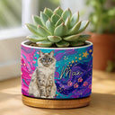 Art Design,Playful,Pet Lovers,Photo - Oil Painting - Custom Photo Oil Painting Pet Dog Cat Portrait With Graffiti Style - Personalized Ceramic Plant Pot