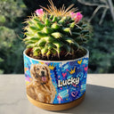 Art Design,Playful,Pet Lovers,Photo - Oil Painting - Custom Photo Oil Painting Pet Dog Cat Portrait With Graffiti Style - Personalized Ceramic Plant Pot