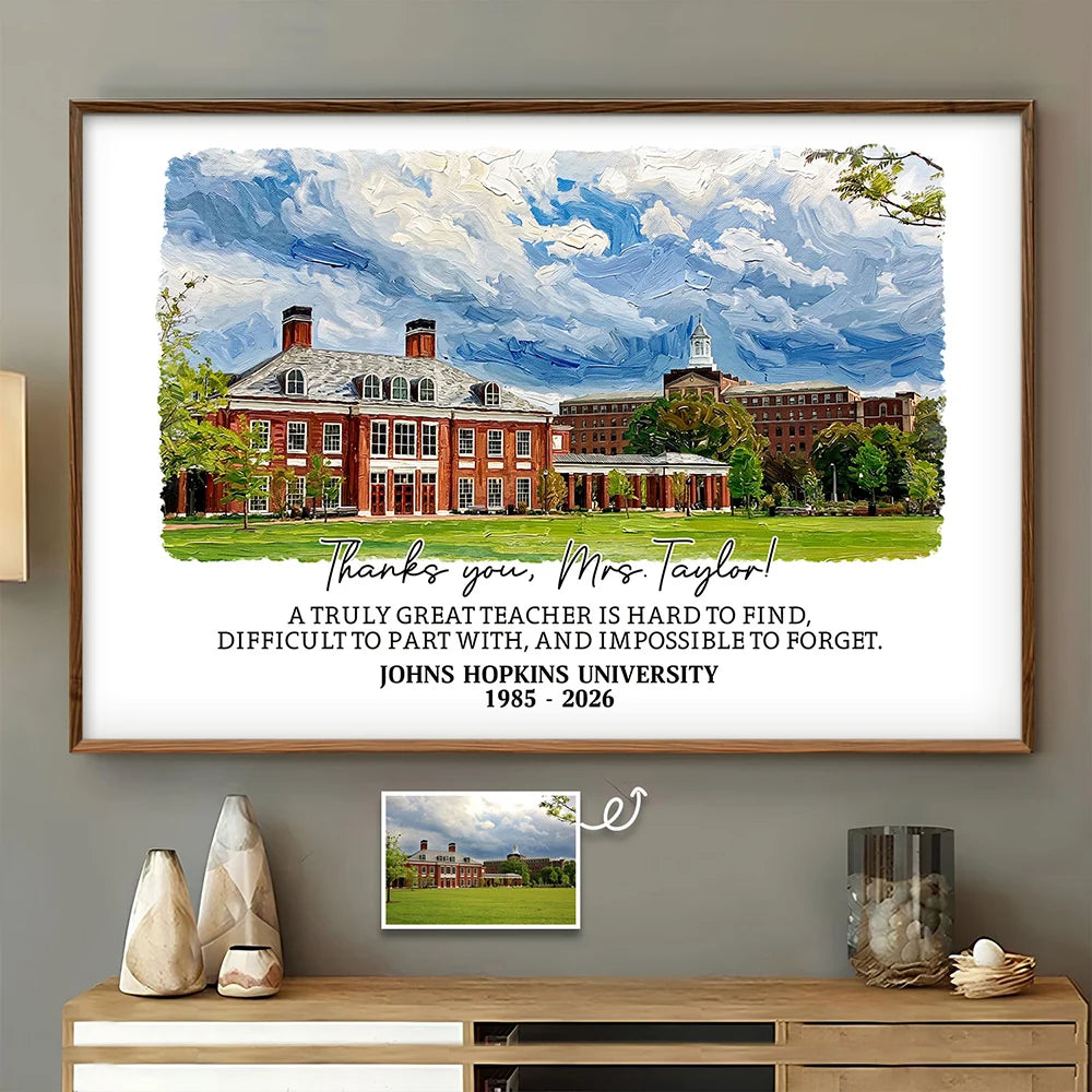 Grateful,Art Design,Teacher,Back To School,Retirement,Photo - Oil Painting - Custom Photo Oil Painting School Portrait Retirement Gift - Personalized Poster