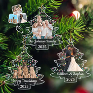 Custom Photo,Pet Lovers,Dog Lovers,Cat Lovers,Family,Gift For Couples,Happy,Christmas - Custom Photo On Christmas Tree - Personalized Custom Shaped Acrylic Ornament