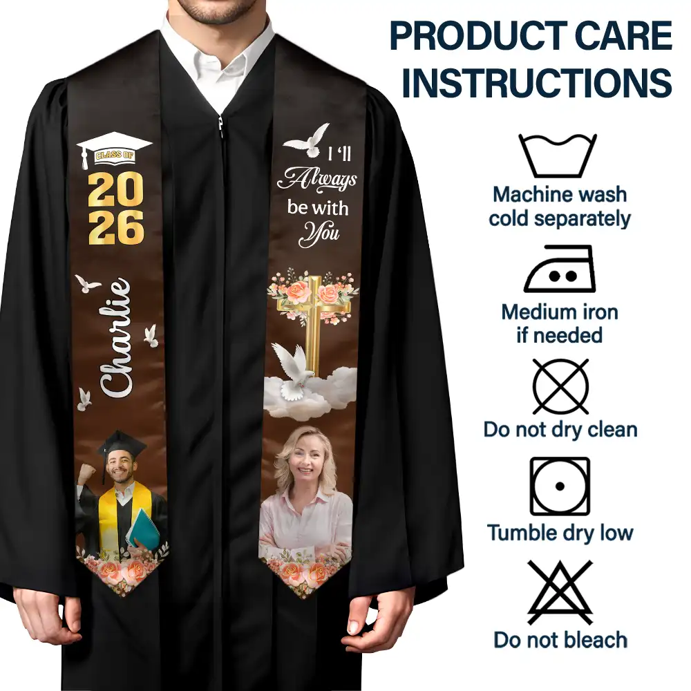 Graduation,Memorial,Family,Sad - Custom Photo On Your Graduation Day Memorial - Personalized Stoles