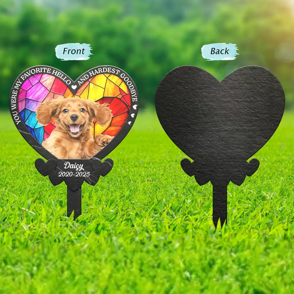 Memorial, Pet Lovers - Custom Photo Once By My Side Forever In My Heart - Personalized Metal Garden Stakea
