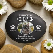 Memorial,Custom Photo,Pet Lovers,Pet Mom,Pet Dad,Dog Lovers,Dog Mom,Dog Dad,Cat Lovers,Cat Mom,Cat Dad,Sad - Custom Photo Once By My Side Forever In My Heart - Personalized Printed Rock