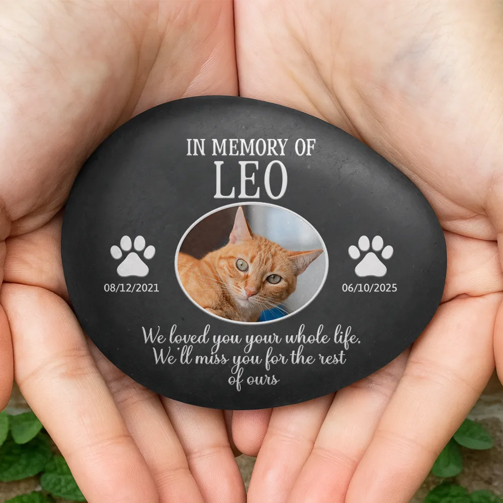 Memorial,Custom Photo,Pet Lovers,Pet Mom,Pet Dad,Dog Lovers,Dog Mom,Dog Dad,Cat Lovers,Cat Mom,Cat Dad,Sad - Custom Photo Once By My Side Forever In My Heart - Personalized Printed Rock