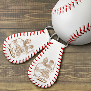 Gift For Father,Sport Dad,Baseball - Custom Photo Pencil Drawing Engraved Best Dad Grandpa Ever - Personalized Leather Baseball Keychain