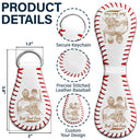 Gift For Father,Sport Dad,Baseball - Custom Photo Pencil Drawing Engraved Best Dad Grandpa Ever - Personalized Leather Baseball Keychain