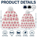Gift For Yourself,Gift For Women,Gift For Men,Pet Lovers,Pet Mom,Pet Dad,Dog Lovers,Dog Mom,Dog Dad,Cat Mom,Cat Lovers,Cat Dad,Love,Christmas - Custom Photo Pencil Drawing Toile De Jouy Snowflakes - Personalized Bobble Beanie Hat