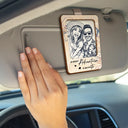 Gift For Couples,Gift For Wife,Gift For Husband,Gift For Girlfriend,Gift For Boyfriend,Travel,Love - Custom Photo Pencil Sketch And So The Adventure Begins Traveling Couple - Personalized Custom Shaped Car Visor Clip
