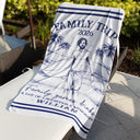 Beach,Gift For Bestie,Family,Happy,Summer - Custom Photo Pencil Sketch Art Girls Trip A Lot Of Laughter & Memories - Personalized Beach Towel