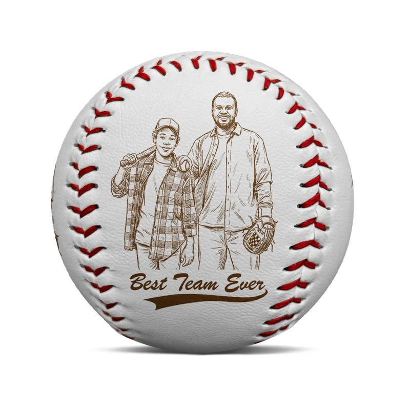 Custom Photo Pencil Sketch Baseball Dad Family Photo - Personalized Baseball, Softball