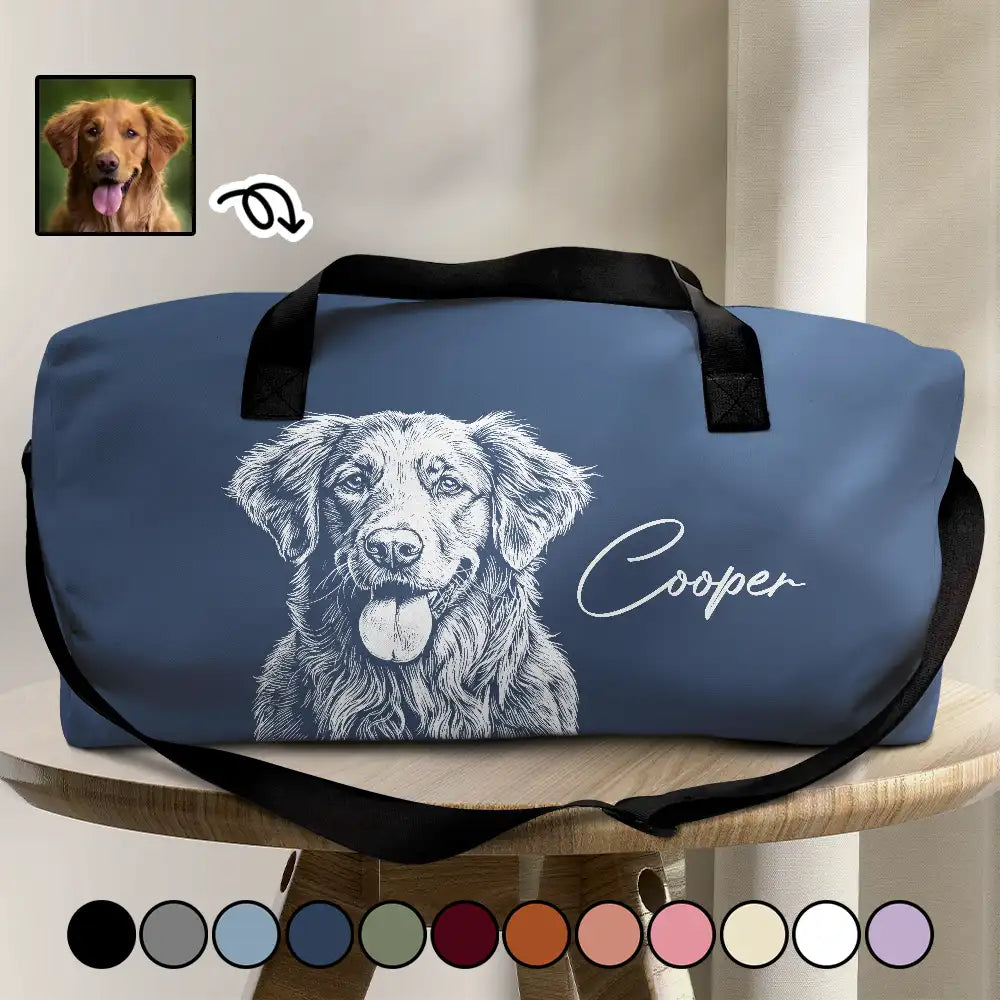 Custom Photo Pencil Sketch Besties Family Pet Funny Portrait - Personalized Duffle Bag