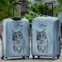 Custom Photo, Beach, Art Design, Summer, Pet Lovers, Playful, Photo - Pencil Sketch - Remove BG - Custom Photo Pencil Sketch Couple Besties Family Pet Funny Portrait - Personalized Luggage Cover