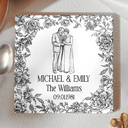 Art Design, Custom Photo, Married Couple, Romantic, Gift For Couples, Wedding, Photo - Pencil Sketch - Remove BG - Custom Photo Pencil Sketch Couples Wedding Engaged Bachelor Party - Personalized Ceramic Coaster