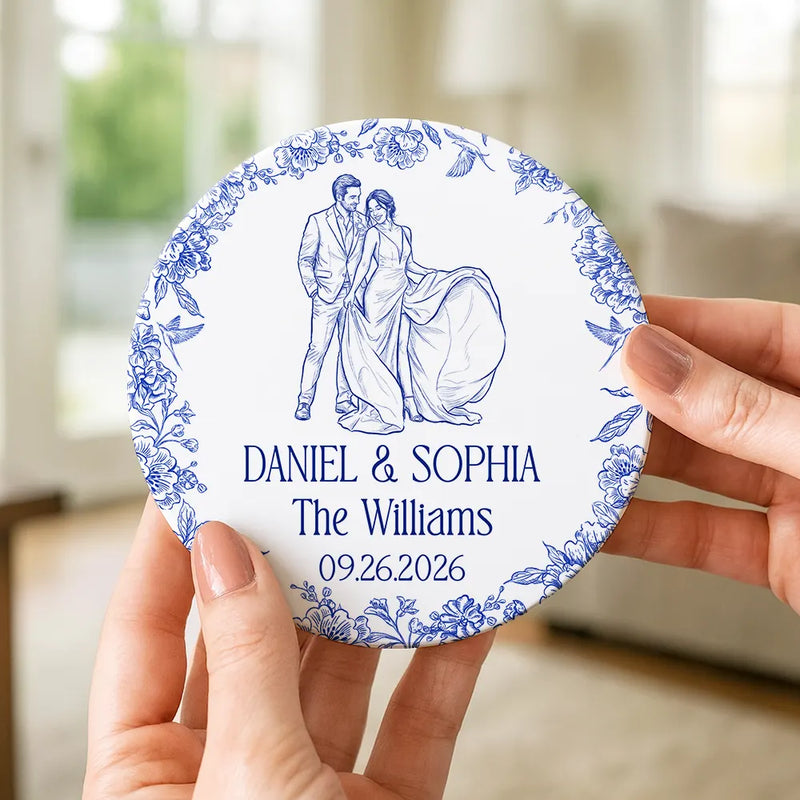 Art Design, Custom Photo, Married Couple, Romantic, Gift For Couples, Wedding, Photo - Pencil Sketch - Remove BG - Custom Photo Pencil Sketch Couples Wedding Engaged Bachelor Party - Personalized Ceramic Coaster