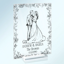 Art Design, Custom Photo, Married Couple, Romantic, Gift For Couples, Wedding, Photo - Pencil Sketch - Remove BG - Custom Photo Pencil Sketch Couples Wedding Engaged Bachelor Party - Personalized Vertical Rectangle Acrylic Plaque