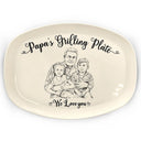Gift For Father,Custom Photo,Grilling,Art Design,Proud,Photo - Pencil Sketch - Remove BG - Custom Photo Pencil Sketch Dad's Grilling Plate - Personalized Plate