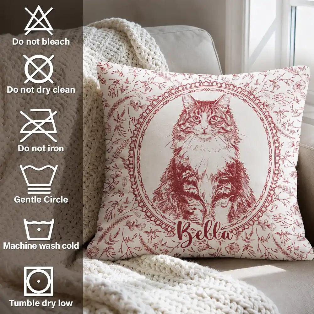 Art Design,Pet Memorial,Cozy,Pet Lovers,Memorial,Photo - Pencil Sketch - Remove BG - Custom Photo Pencil Sketch Dog Cat Pet Portrait Toile Remembrance - Personalized Pillow