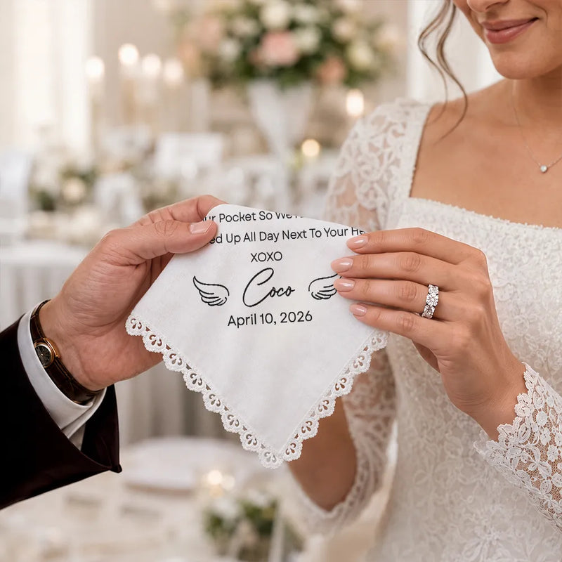Custom Photo Pencil Sketch Dog Cat Pet Wedding Remembrance - Personalized Handkerchief