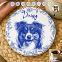 Pet Lovers,Pet Mom,Pet Dad,Dog Lovers,Dog Mom,Dog Dad,Cat Lovers,Cat Mom,Cat Dad,Love,Custom Photo - Custom Photo Pencil Sketch Dog Cat Portrait - Personalized Ceramic Coaster