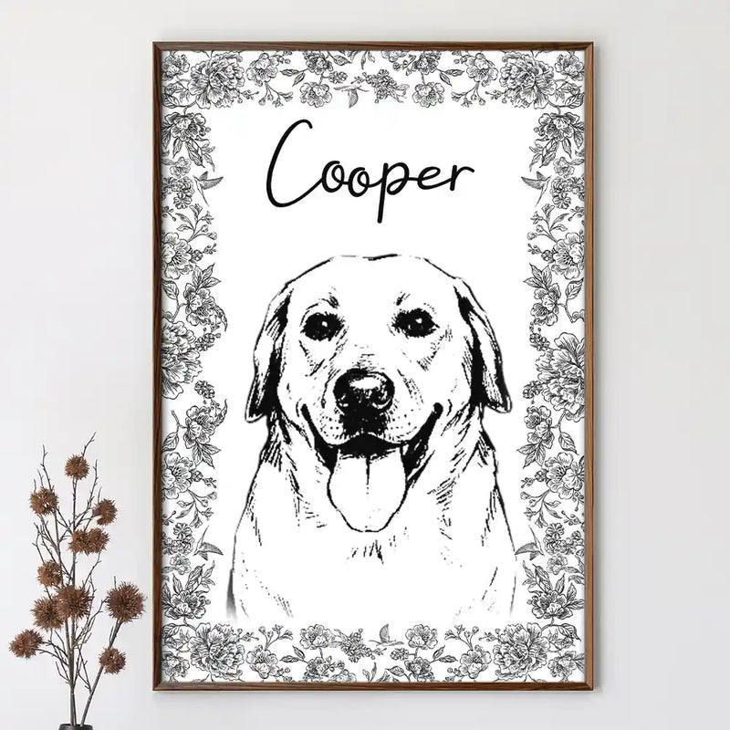 Pet Lovers,Pet Mom,Pet Dad,Dog Lovers,Dog Mom,Dog Dad,Cat Lovers,Cat Mom,Cat Dad,Love,Custom Photo - Custom Photo Pencil Sketch Dog Cat Portrait - Personalized Poster
