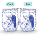 Pet Lovers,Pet Mom,Pet Dad,Dog Lovers,Dog Mom,Dog Dad,Cat Lovers,Cat Mom,Cat Dad,Happy,Custom Photo - Custom Photo Pencil Sketch Dog Cat Portrait - Personalized Wine Tumbler
