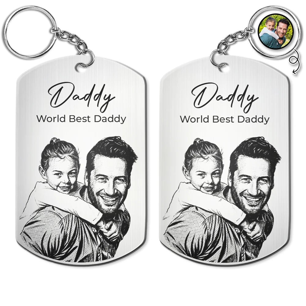 Family, Gift For Bestie, Dog Lovers, Cat Lovers, Happy, Custom Photo, Gift For Mother, Gift For Father - Custom Photo Pencil Sketch Family Besties Dog Cat Portrait - Personalized Aluminum Keychain