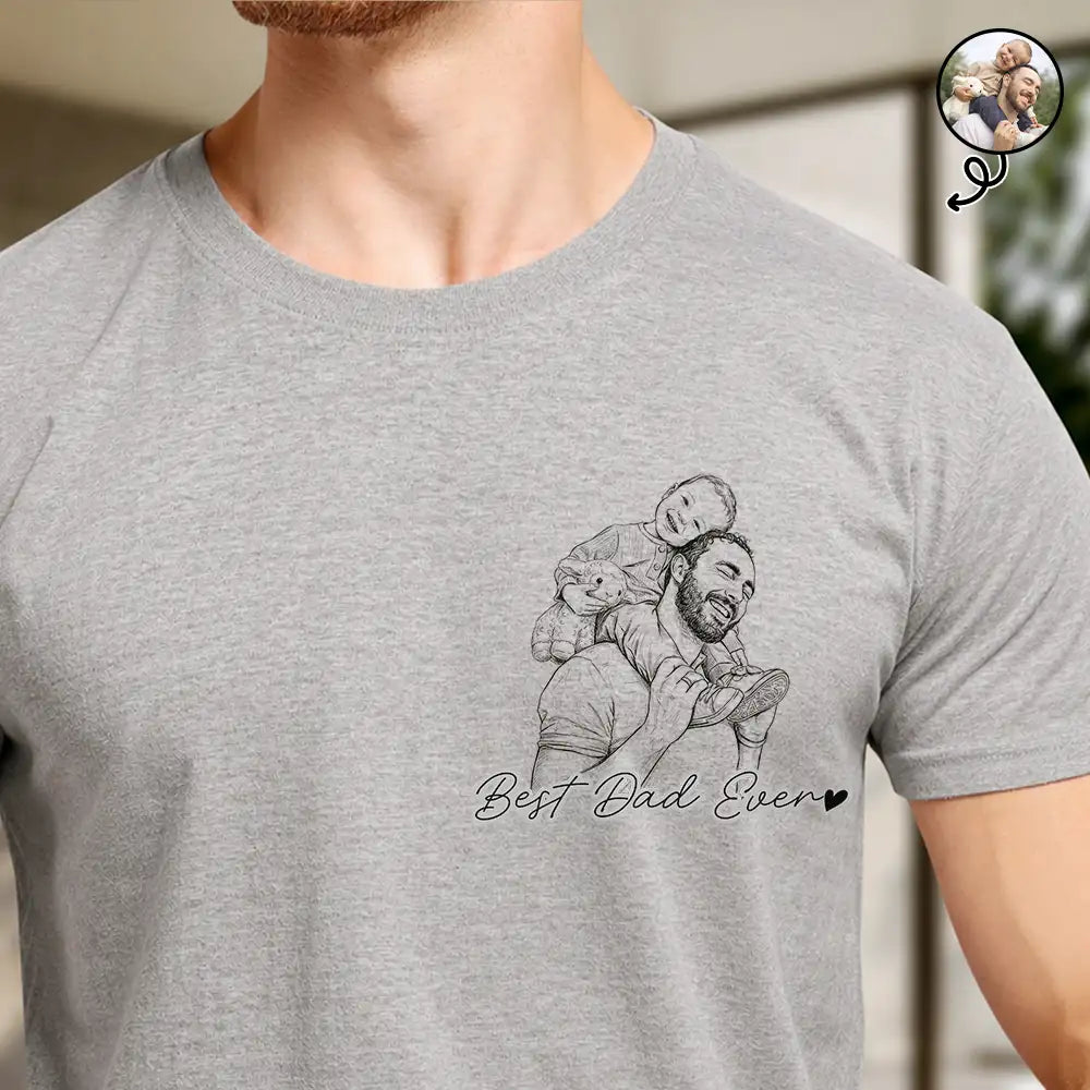 Custom Photo,Gift For Father,Gift For Mother,Family,Happy,Non-Eng,Photo - Pencil Sketch,Playful - Custom Photo Pencil Sketch Family Dog Cat Portrait - Personalised T Shirt