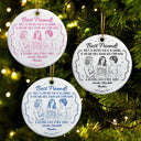 Top Market,Art Design,Gift For Bestie,Christmas,Humorous,Photo - Pencil Sketch - Remove BG - Custom Photo Pencil Sketch Here's To Another Year Of Us Cheers Besties - Personalized Circle Ceramic Ornament